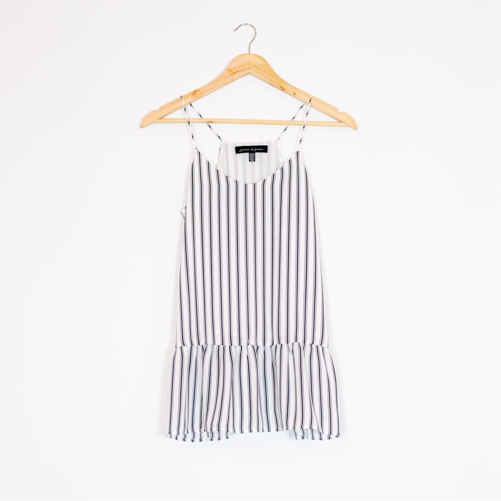 XS black & white striped dressy tank